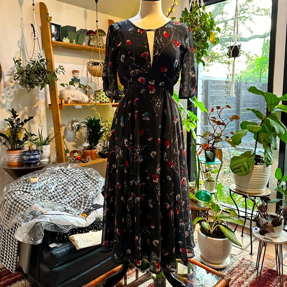 Free People Gray Floral Dress Sz 10